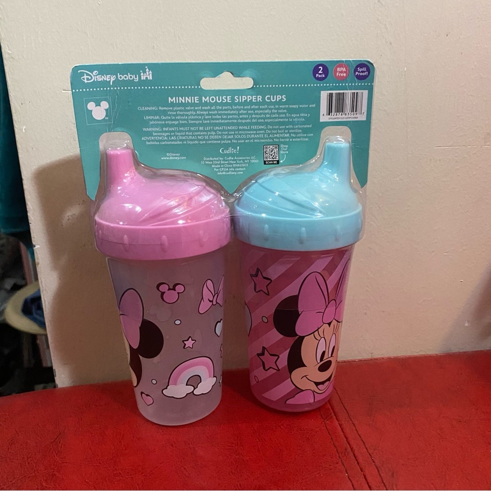 Disney Minnie Mouse Pink and Light Blue Sipper Cups - 2 Pack